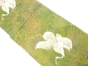 アンティーク着物 ] - 丸帯 アンティーク 鶴に菊・若松模様織り出し